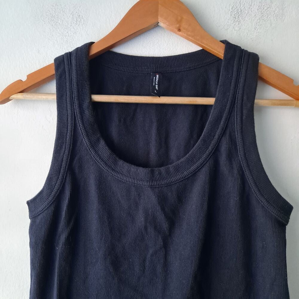 American Giant Rib Tank Sleeveless Stretch Scoop Neck Top Black Womens Size XS - Picture 6 of 10